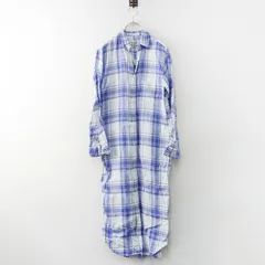 美品 フランク&アイリーン Frank & Eileen RORY/BYLN リネンスキッパーシャツワンピース XS＼ブルー チェック ドレス【2400014917529】のサムネイル