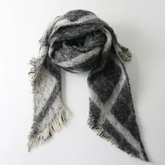 アズノゥアズ AS KNOW AS アズザッカ ASZAKKA ふわ暖チェックマフラー ｜グレー系 ストール【2400014900545】のサムネイル