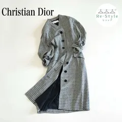 Christian Dior クリスチャンディオール　ノーカラーコート　ロング　幾何学柄　総柄　シルク　11号 / Lサイズ