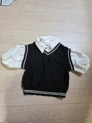 ブラック ニット ベスト ブラウス セット