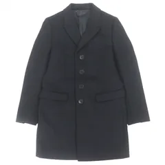 美品▼Paul Smith LONDON ポールスミスロンドン ウール100% ロゴ入りボタン シングル チェスターコート ブラック M 日本製 正規品 メンズ