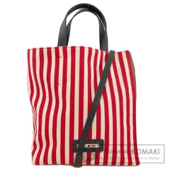MARNI マルニ ストライプ 2WAY トートバッグ キャンバス レザー レディース [中古]