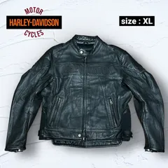 【希少XL】ハーレーダビッドソン レザージャケット 2004年製 立体ロゴ 本革 パンチング ライダース 黒 98106-04VM