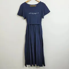 To b. by agnès b. トゥービー バイ アニエスベー フレアスリーブ ジャージー ワンピース ウエストマーク ギャザー コットン ネイビー 36 D458のサムネイル