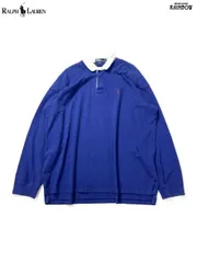 古着 POLO by Ralph Lauren ポロラルフローレン 刺繍 無地 ワンポイント コットン100％ 長袖 ポロシャツ 青 (ttu2601115)