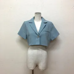 タグ付 Darich ダーリッチ シングルショートジャケット 半袖 テーラードジャケット クロップド丈 チェーン付きメタルボタン サックス FREEのサムネイル