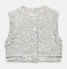 ZARA クロップド ツイード ベスト