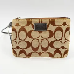 【4/23 11:00販売終了予定】COACH（コーチ）シグネチャー リストレットポーチ キャンバス ブラウン系