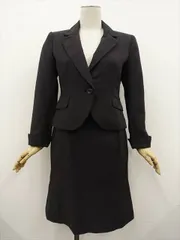 ONEIROS 長袖テーラードジャケット+ひざ丈タイトスカート 上下2点セット 7AR ブラック地 ホワイト ドット柄