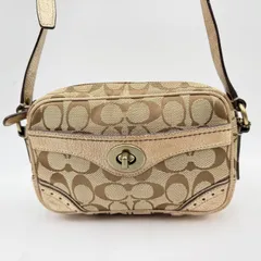 【4/23 11:00販売終了予定】COACH（コーチ）シグネチャー ターンロック ショルダーバッグ キャンバス ベージュ系 ゴールドトーン金具 レディース