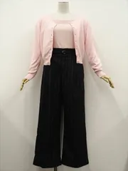 EMODA＆ROPE PICNIC等 長袖カーディガン+半袖カットソー+ワイドパンツ コーディネート3点セット M相当 ピンク 紺地 ストライプ シンプル系 30代・40代