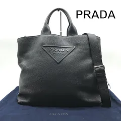 美品 PRADA プラダ 三角ロゴ レザー 2WAY トート ショルダー バッグ ブラック ブランド カバン BAG レディース ファッション r1303