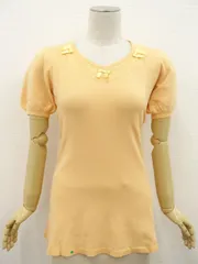 訳あり未使用品 カールパークレーン Karl Park Lane パフスリーブ 半袖 ペンタゴンネック ニットチュニック M オレンジ メール便可のサムネイル