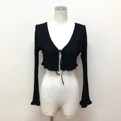 美品 SNIDEL 24SS サマーニットカーディガン 柄編み フリル クロップド丈 フレアスリーブ ベルスリーブ Vネック シアー 黒 FREE