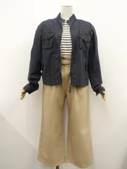 HusHusH等 長袖ジャケット+七分袖カットソー+ワイドパンツ コーディネート3点セット M相当 黒 白系×紺 ボーダー ベージュ カジュアル系 20代〜