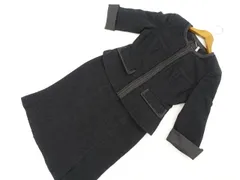 フラジール FRAGILE 七分袖ノーカラージャケット+ひざ丈セミタイトスカート ツイード秋冬フォーマル上下2点セット 36 ブラック 礼服 冠婚葬祭