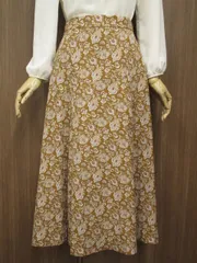 ジェイプレス J.PRESS 洗えるロング丈 フレアスカート 9 キャメルブラウン地 ブラウン ベージュ レッド ペイズリー柄 メール便可のサムネイル