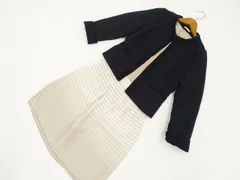 GLACIER等 ノーカラージャケット+七分袖POブラウス+膝丈スカート コーデ3点セット S 紺 ベージュ グレー 白ラメ きれいめ・オフィス系 20代・30代