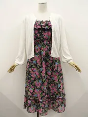 CECIL McBEE等 長袖カーディガン+ロング丈キャミワンピ コーディネート2点セット M相当 白 黒地 緑 紫 チェック＆ピンク 青 花柄 カジュアル系 20代