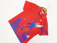 ヨネックス YONEX 半袖 ポロシャツ テニス スポーツ L レッド地 ブルー オレンジ ホワイト 総柄 メール便可