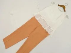 M.deux等 ノースリーブカットソー+半袖POブラウス+スラックス コーディネート3点セット M相当 白 オレンジ系 シンプル・きれいめ系 20代・30代〜