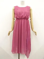 ロイヤルパーティー ROYAL PARTY ロング丈 ノースリーブ ラウンドネック シフォン＆レースドレス F ピンク系のサムネイル