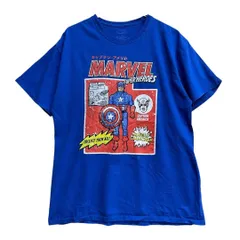 マーベル　メンズTシャツ　青　L　キャプテン・アメリカ　ヴィンテージ【3796】