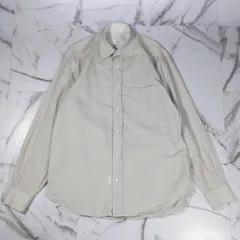 Brioni イタリア製 コットン リネン L/Sシャツ ボタンダウン イエロー系 ストライプ L 透け感有り ネップのサムネイル