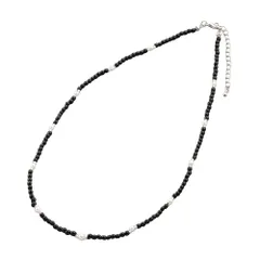 【ブラック×ワンサイズ】[Cream dot. クリームドット公式] ネックレス レディース   ショート ボール パール ビーズ ステーション スフィア 小粒 軽量 短め モノトーン アジャスター 長さ調節 のサムネイル