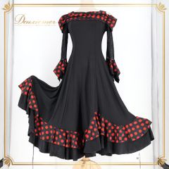 美品 日本製 フラメンコ衣装】ブラック×豪華ボランテ Tierra ナジャ