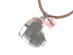 スワロフスキー　SWAROVSKI　クリスタル　ハート　コードネックレス　ピンク×ブラウン　送料無料