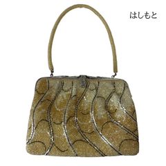 皇室御用達はしもとビーズバッグ 白系花柄刺繍 和装用ハンドバッグ