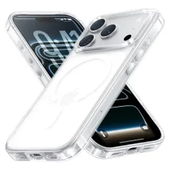 新品 NIMASO iPhone 17 Pro 用 ケース MagSafe対応 クリア 背面 強化ガラス 9H硬度 米軍MIL規格 SGS認証 傷つけ防止 耐衝撃 透明 薄型 バンパー 黄変防止 マグネット搭載 マグセーフ対応 保護カバー ワイヤレス充電対応