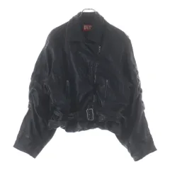 DIESEL (ディーゼル) L-OYS GIACCA ラムレザー クロップドライダースジャケット ブラック レディース A20741