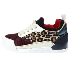 CHRISTIAN LOUBOUTIN (クリスチャンルブタン) オーレリアン レオパード ハラコレザー メッシュ ローカットスニーカー マルチ