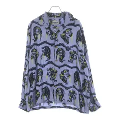 weirdo (ウィアード) BIG BAD WOLF - L/S SHIRTS ウルフ 総柄デザイン 長袖シャツ ブルー WRD-23-SS-13のサムネイル