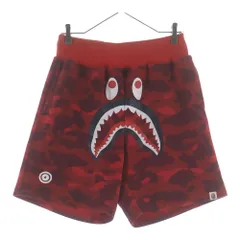 A BATHING APE (アベイシングエイプ) CRAZY CAMO SHARK SWEAT SHORTS クレイジーカモ スウェットショーツ レッドのサムネイル