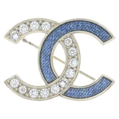 CHANEL (シャネル) ココマーク ラインストーン×デニム ブローチ B26Cのサムネイル