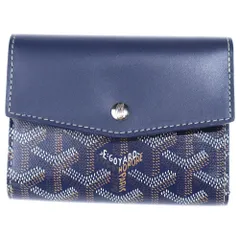 GOYARD (ゴヤール) サン ガブリエル PVC コーティングキャンバス レザー コンパクトウォレット 三つ折り財布 ネイビーのサムネイル