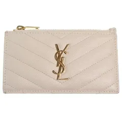 SAINT LAURENT PARIS (サンローランパリ) カサンドラ フラグメントケース カードケース 小物入れ ホワイト レザー ゴールド金具