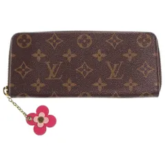 LOUIS VUITTON (ルイヴィトン) モノグラム ポルトフォイユ・クレマンス フラワーチャーム ロングウォレット 長財布 カードケース ブラウン PVCレザー M64201 ゴールド金具