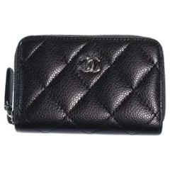 CHANEL (シャネル) マトラッセ コインケース ミニ財布 ブラック キャビアスキン シルバー金具