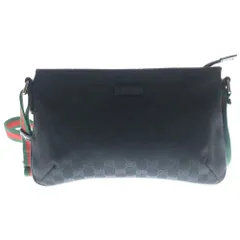 GUCCI (グッチ) GGキャンバス シェリーライン ショルダーバッグ ブラック キャンバス 189749 ガンメタ金具