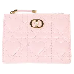 Christian Dior (クリスチャンディオール) ハート ダリアウォレット コンパクトウォレット 二つ折り財布 コインケース ライトピンク ラムスキン ゴールド金具のサムネイル