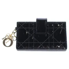 Christian Dior (クリスチャンディオール) カナージュ カードケース 名刺入れ ブラック パテント ゴールド金具のサムネイル