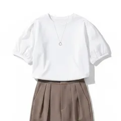 【Sans Souci 34＋】 冷感シルクタッチボリューム袖半袖Tシャツ M / L   サンスーシ