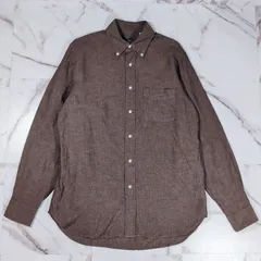 24SS BEAMS F リネン コットン ボタンダウン L/Sシャツ ダークブラウン 日本製  15 3/4｜40(L)のサムネイル