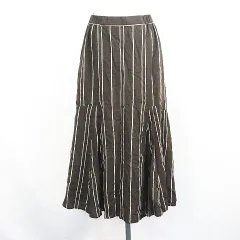 アメリカンホリック AMERICAN HOLIC スカート ボトムス ロング丈 マーメイド ストライプ リネンブレンド イージー L ブラウン ※EKM