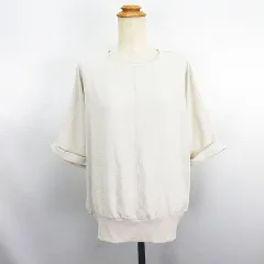 ドレスキップ DRESKIP シャツ ブラウス 五分袖 ドルマンスリーブ ラウンドネック プルオーバー UVカット F ライトベージュ ※EKM