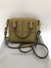 CHARLES＆KEITH チャールズアンドキース テクスチャードパネルドトップハンドル ショルダー バッグ オリーブグリーン ■■ レディース